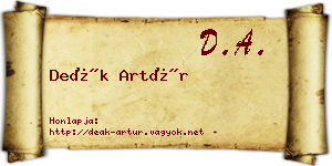 Deák Artúr névjegykártya